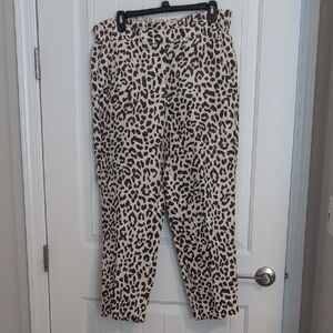 Leopard Print Women's Pull-On Pants - Beige/Black